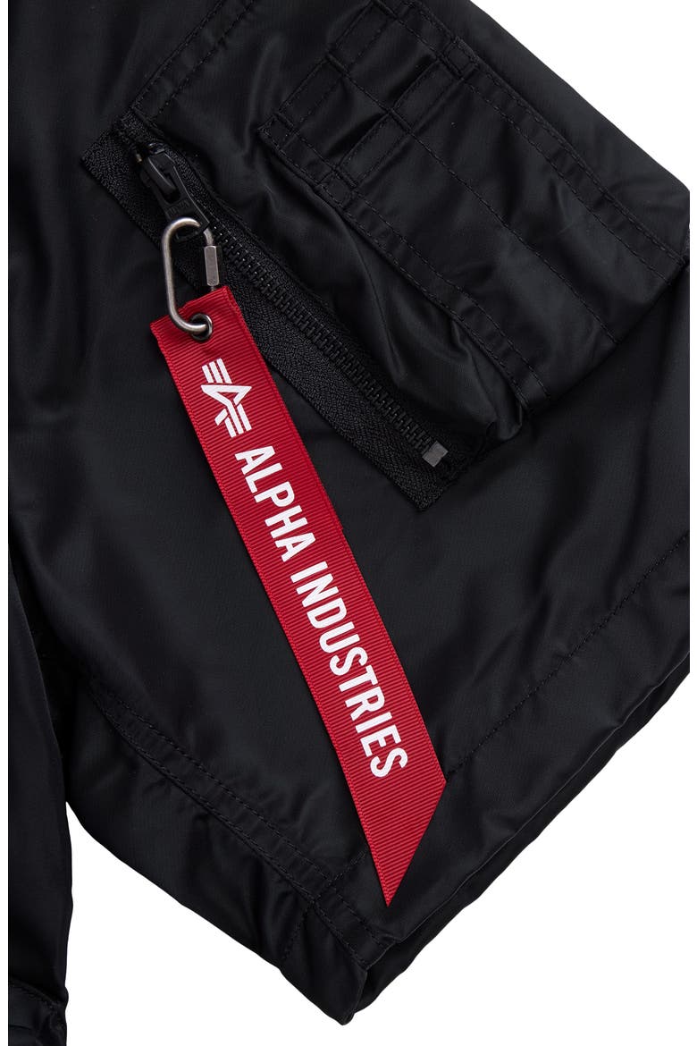 Short Sleeve Zip-Up Satin Flight Jacket, Alternate, color, BLACK