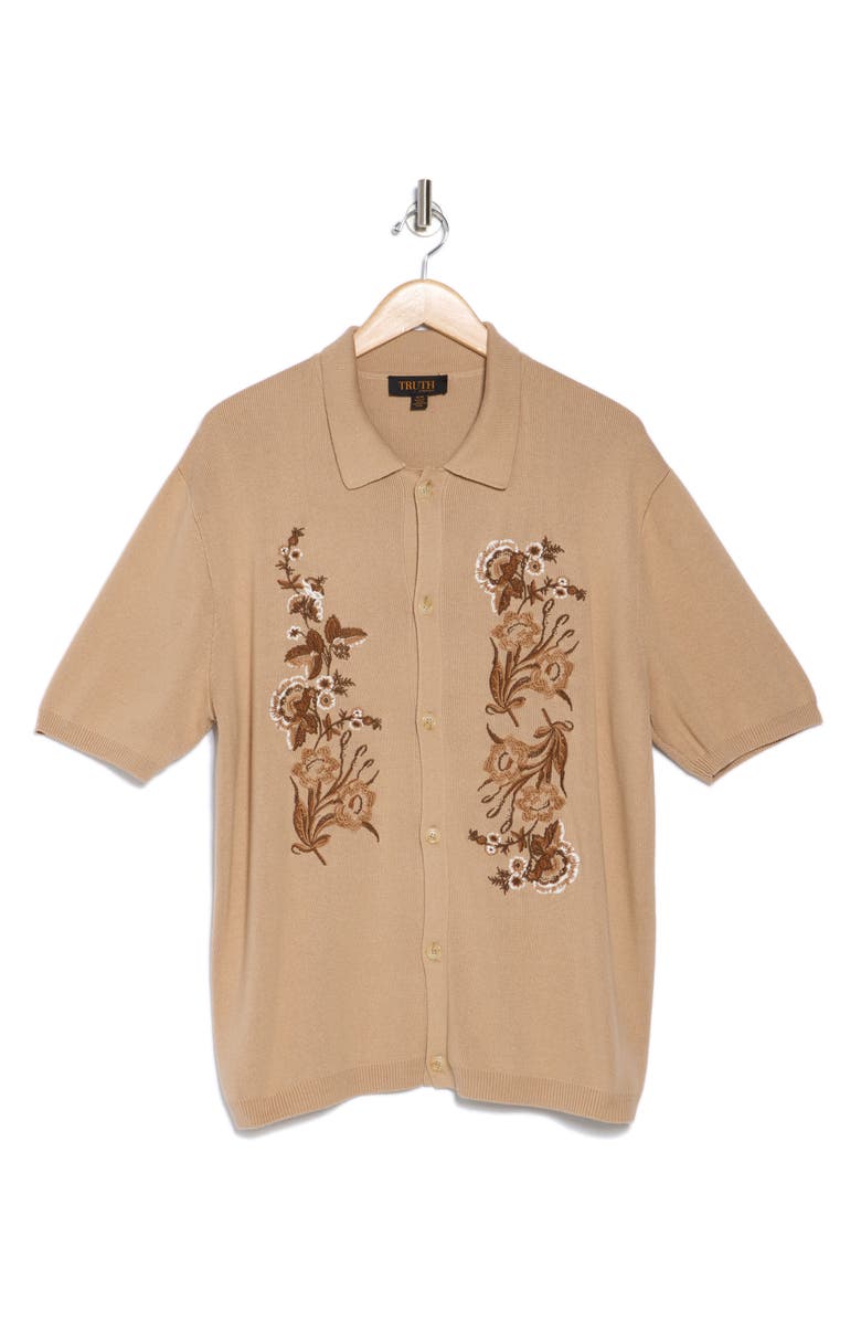 TRUTH Embroidered Knit Polo, Alternate, color, Almond/ Mocha Multi