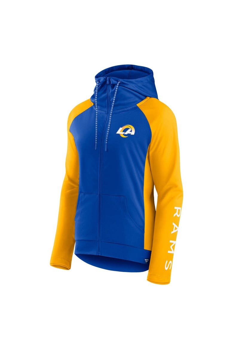Women's Fanatics Branded Royal/Gold Los Angeles Rams End Around Lightweight Raglan Full-Zip Hoodie Jacket, Alternate, color, Royal