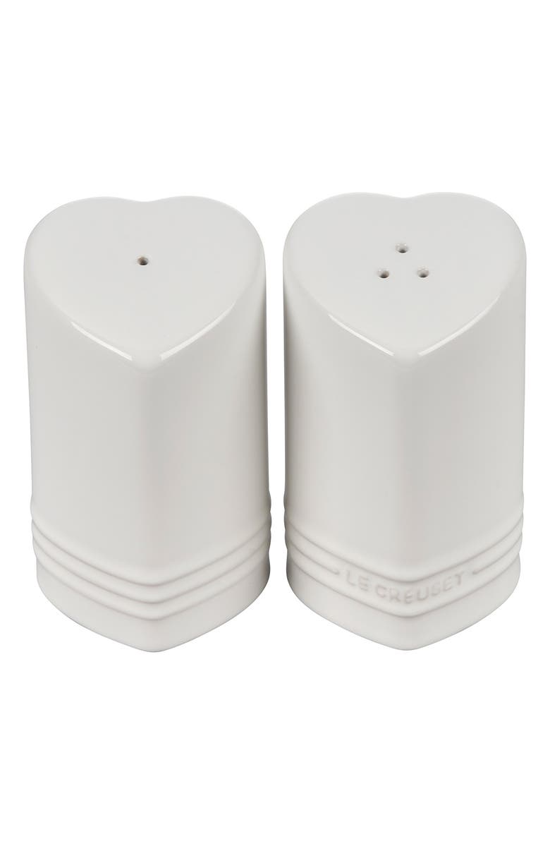 Le Creuset Heart Salt & Pepper Shaker Set, Main, color, White