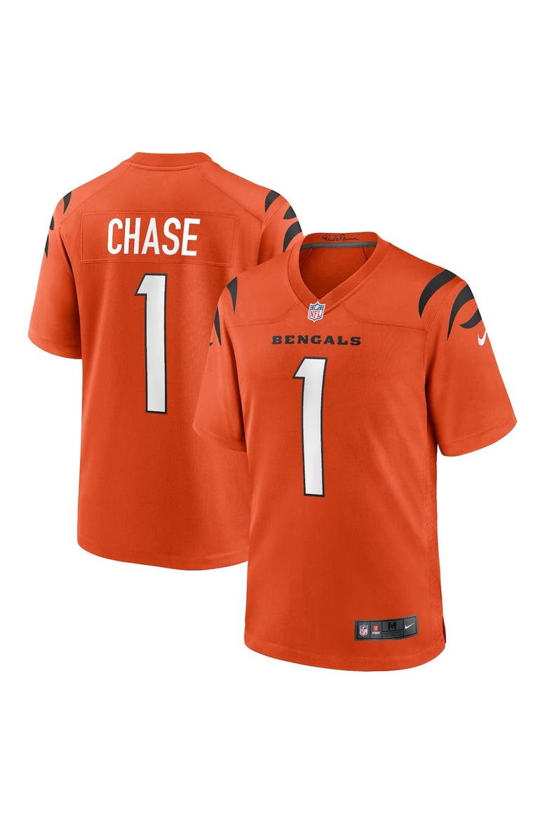 Men's Nike Ja'Marr Chase Orange Cincinnati Bengals Alternate Game Jersey, Main, color, Orange