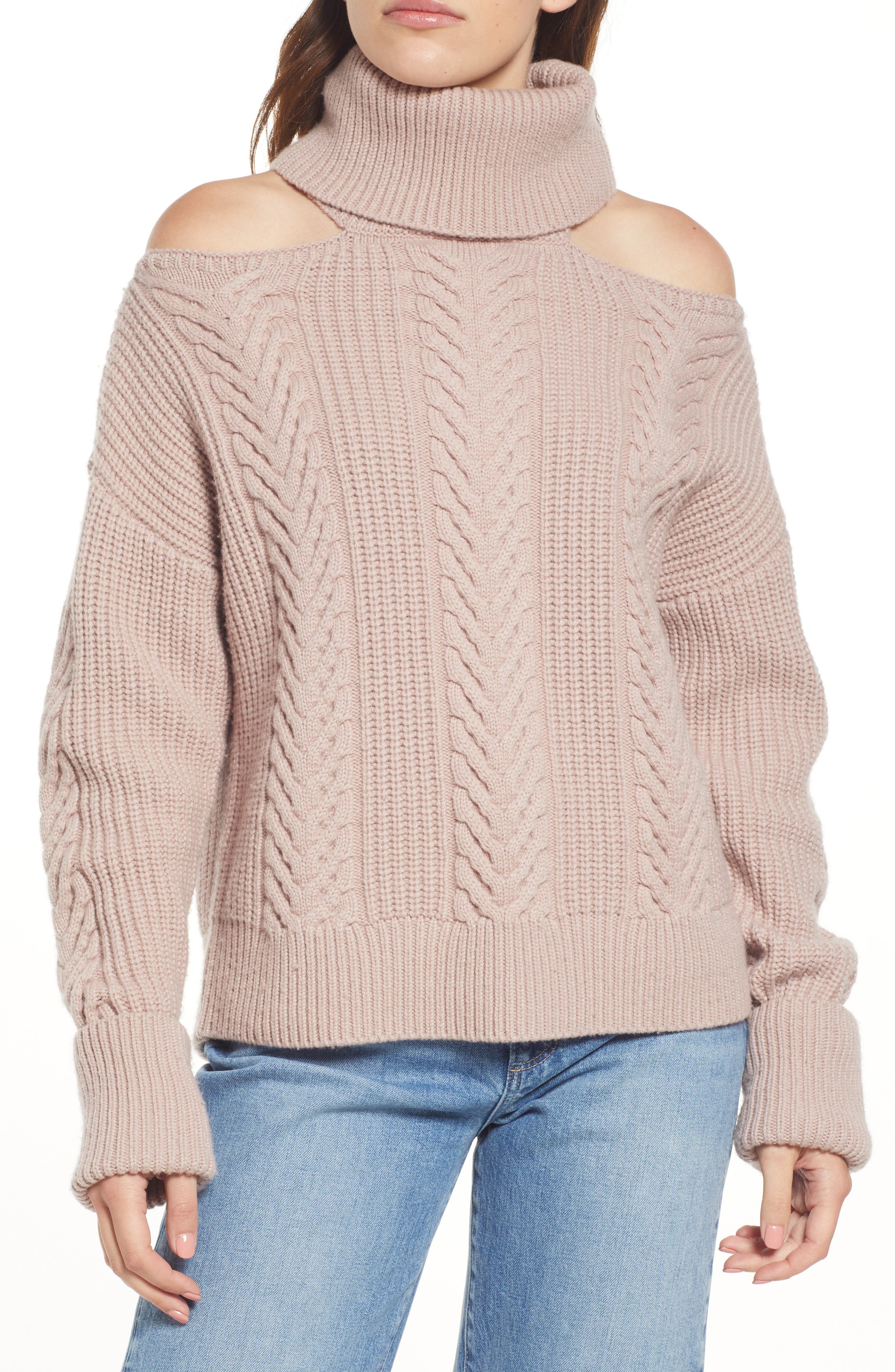 PAIGE Lorilee Cold Shoulder Wool Blend Turtleneck Sweater
