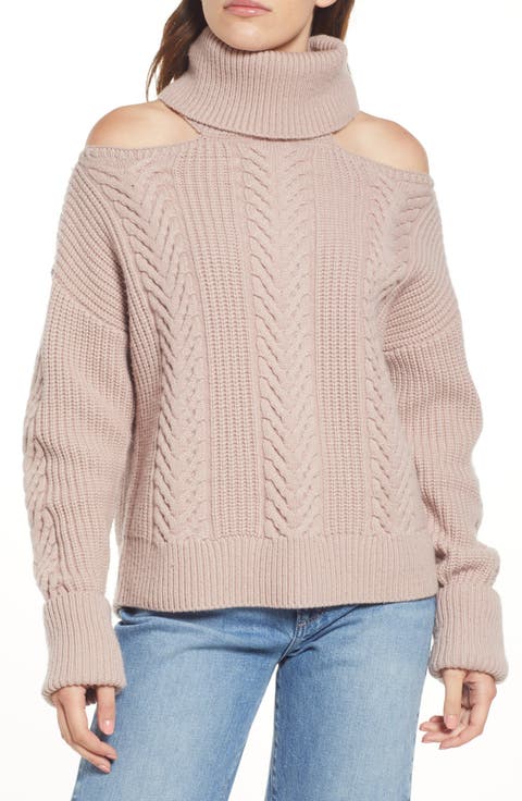 Lorilee Cold Shoulder Wool Blend Turtleneck Sweater