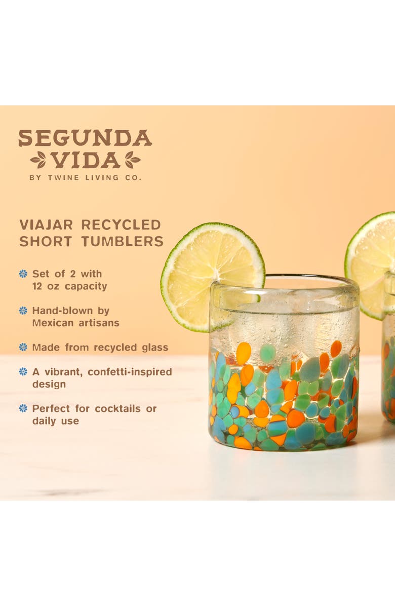 TWINE Segunda Vida Viajar Short Tumblers Set of 2, Alternate, color, Multicolor