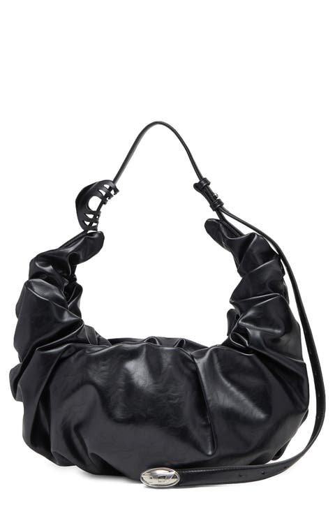 Grab-D Large Faux Leather Hobo Shoulder Bag