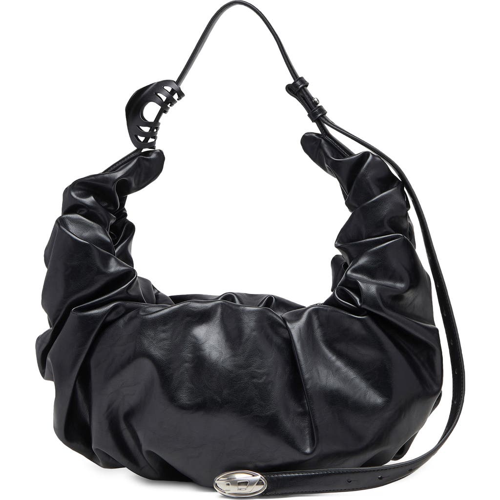DIESEL® Grab-D Large Faux Leather Hobo Shoulder Bag in Black at Nordstrom