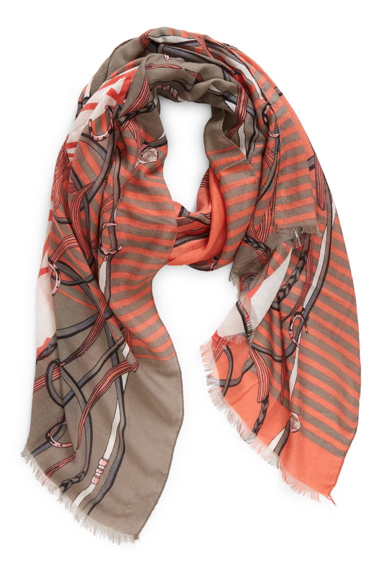 Stripe & Chain Scarf, Main, color, PINK/GREY