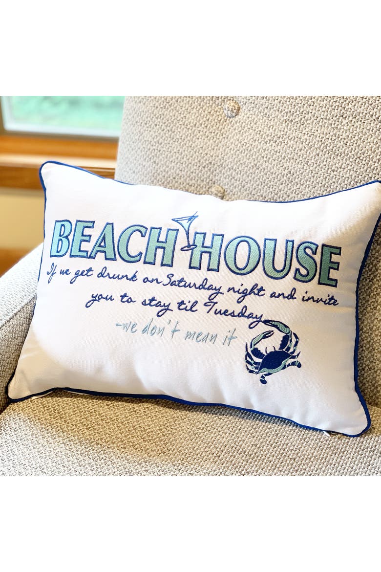 Beach House Inspiration Indoor Cotton Lumbar Throw Pillow, Alternate, color, Blue