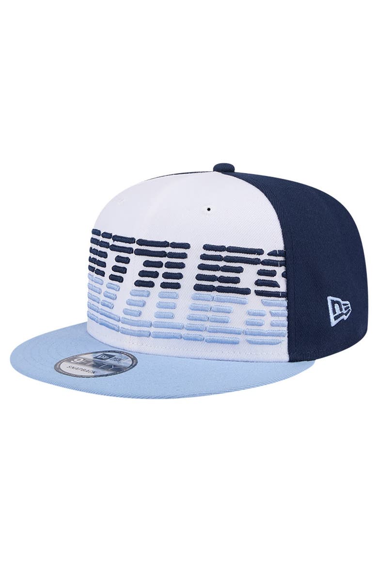 Men's New Era White/Light Blue Memphis Grizzlies Throwback Gradient Tech Font 9FIFTY Snapback Hat, Alternate, color, White