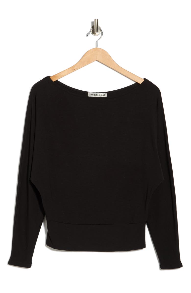 Madden Girl Boat Neck Long Sleeve Top, Main, color, Black