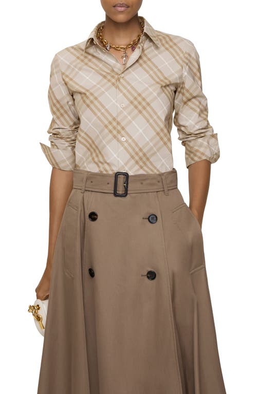Burberry Simone Check Button-up Shirt In Brown