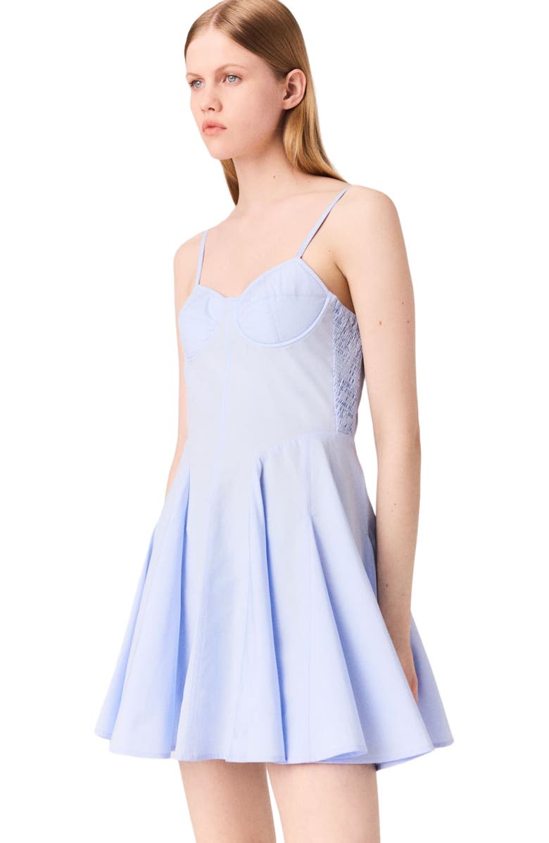 maje Mini cotton babydoll dress, Alternate, color, Light Blue