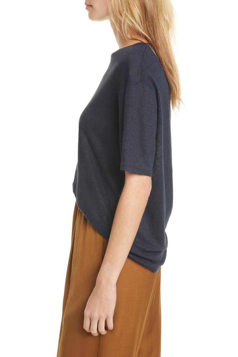 Boyfriend Slub Linen T-Shirt, Alternate, color, COASTAL