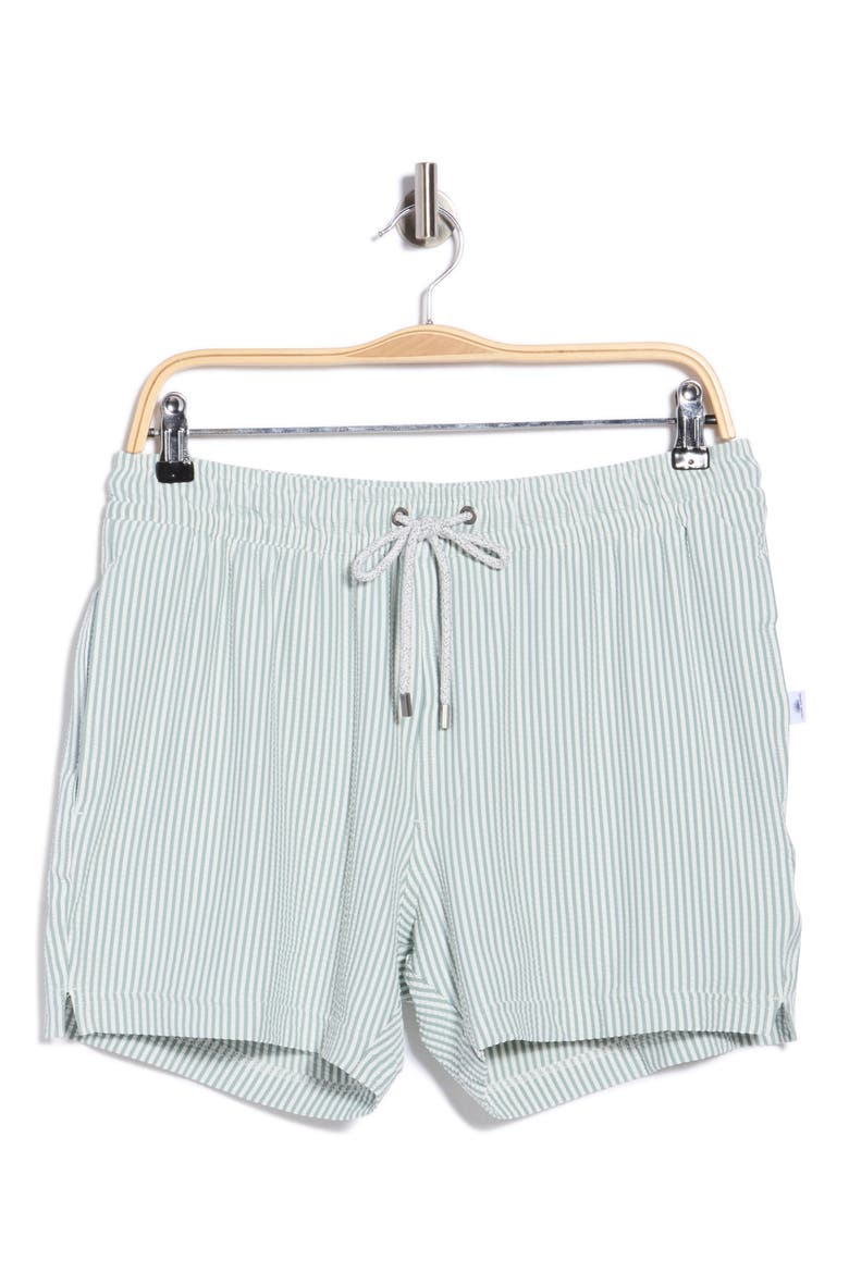 Seersucker Knit Swim Trunks, Main, color, GREEN