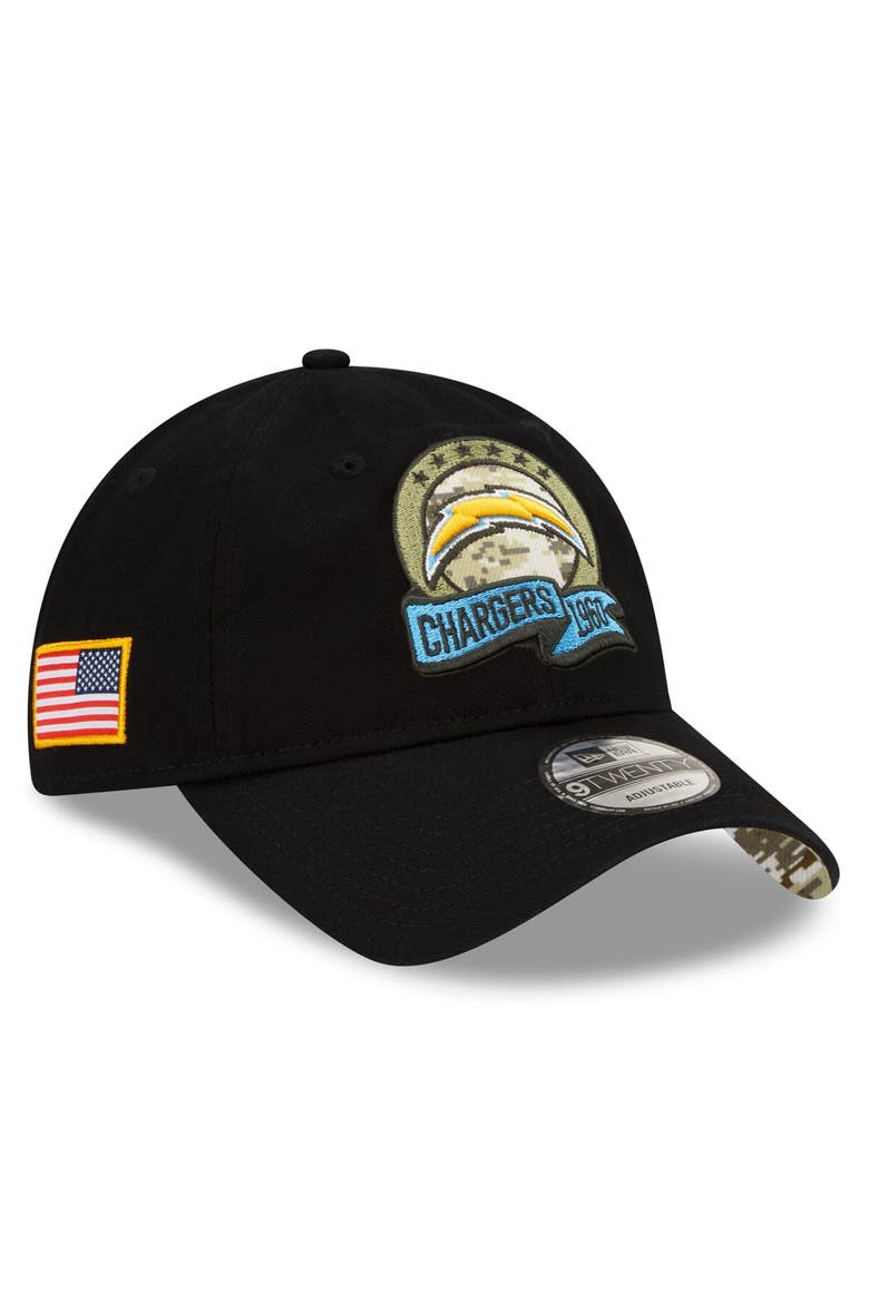 Men's New Era Black Los Angeles Chargers 2022 Salute To Service 9TWENTY Adjustable Hat, Main, color, Black