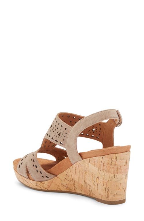 Rockport Belis Laser-cut Platform Wedge Sandal In Taupe