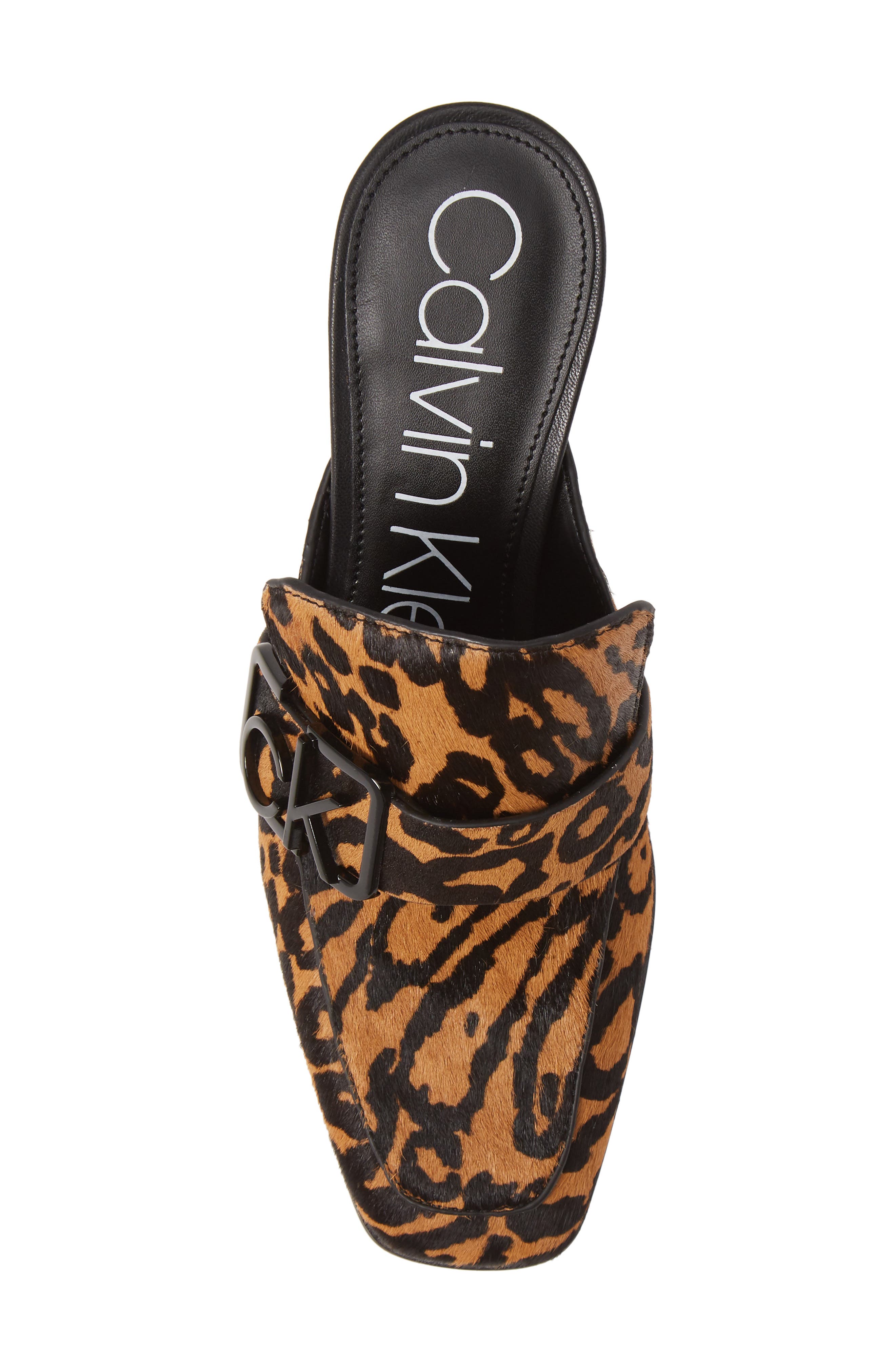 Dacy Logo Buckle Loafer Mule, Alternate, color, ANIMAL PRINT CALF HAIR