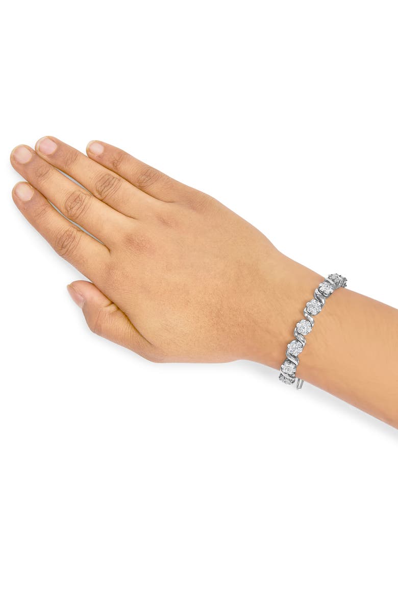 Haus of Brilliance 14K White Gold 7 3/8 Cttw Diamond Floral Cluster S Link Bracelet, Alternate, color, White