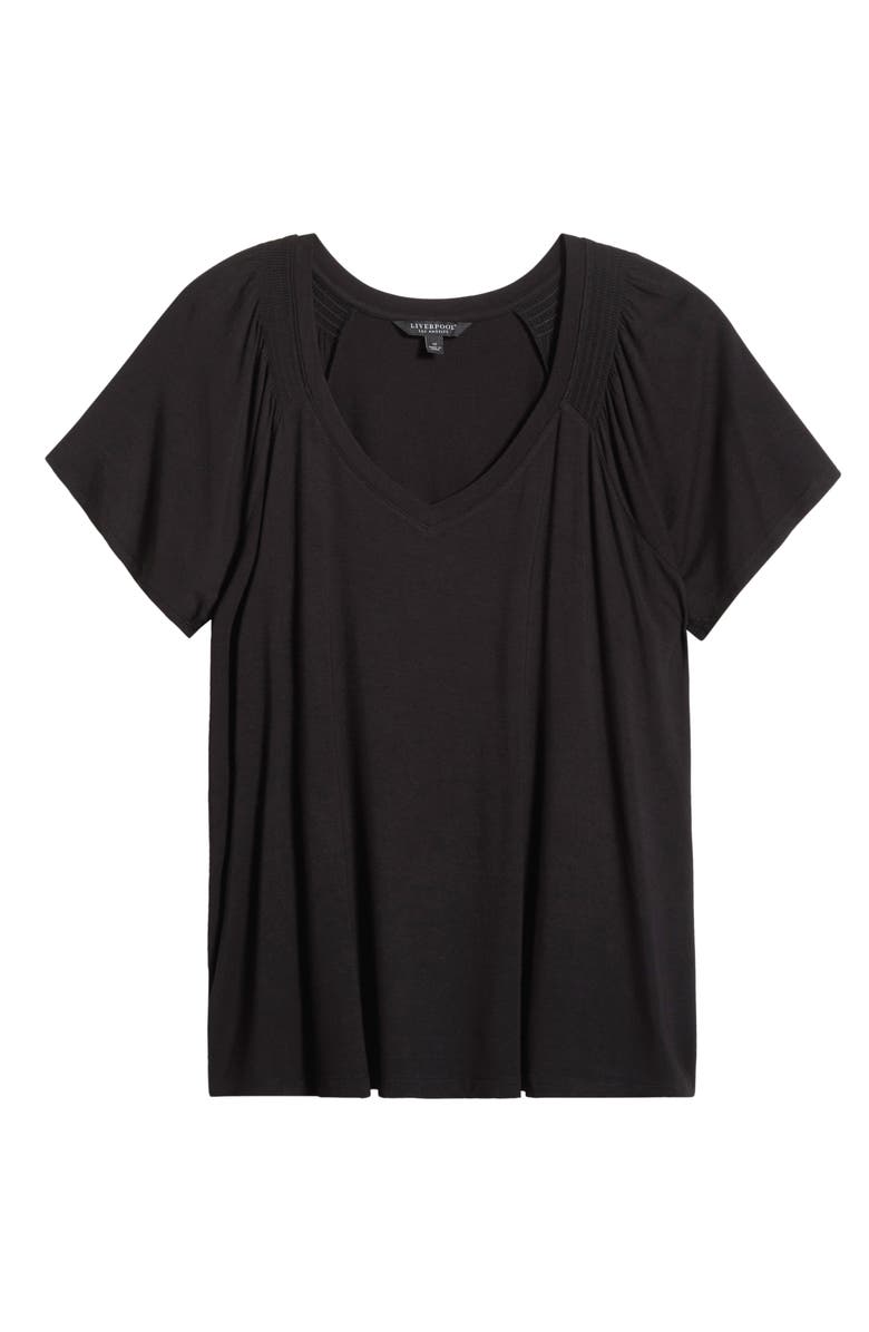 Liverpool Los Angeles V-Neck Flutter Sleeve Jersey Top, Alternate, color, Black