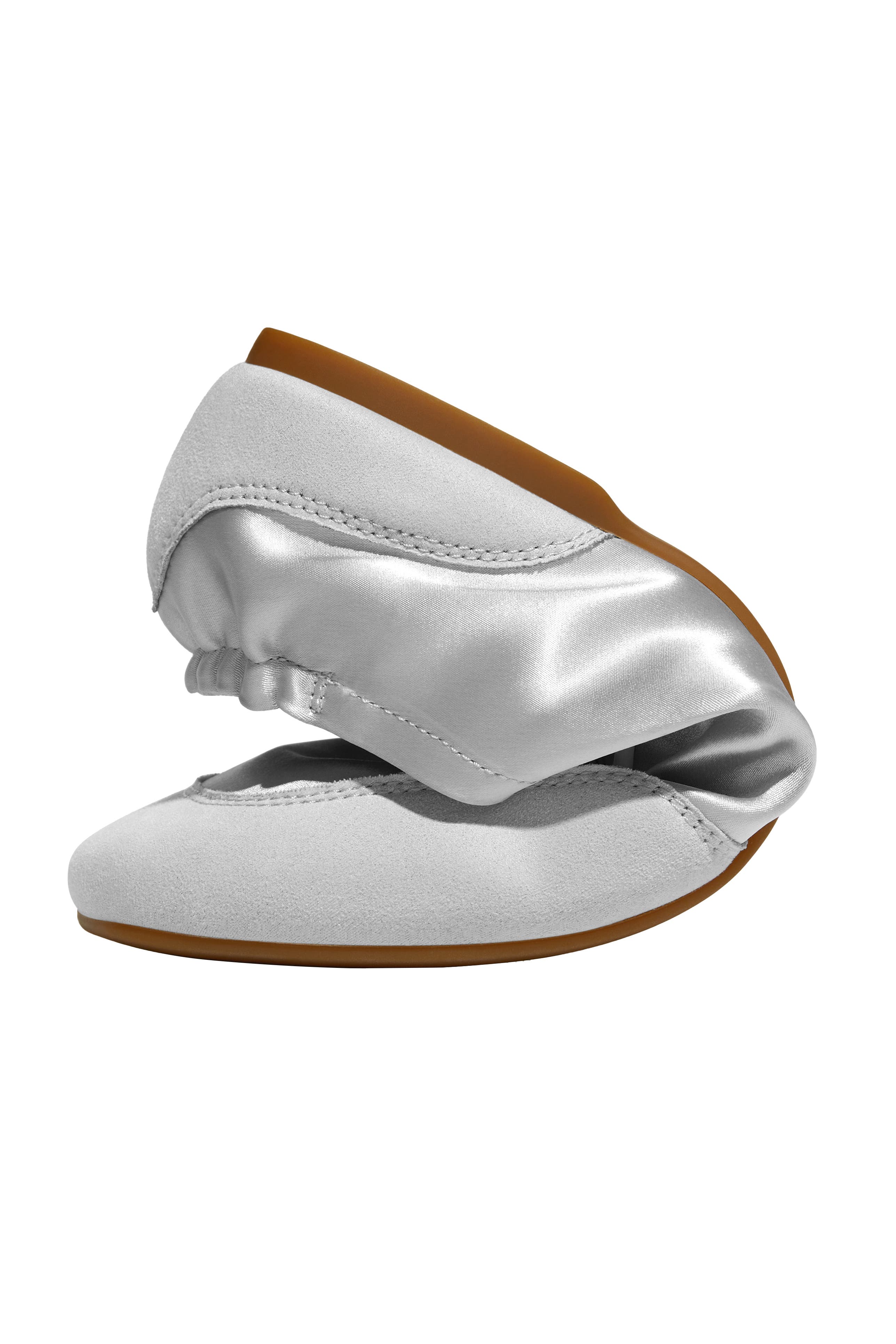 VIVAIA Square-Toe Lace-Up Satin Sneakerina, Alternate, color, Grey Silver