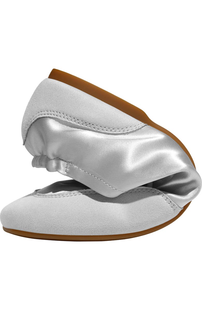 VIVAIA Square-Toe Lace-Up Satin Sneakerina, Alternate, color, Grey Silver