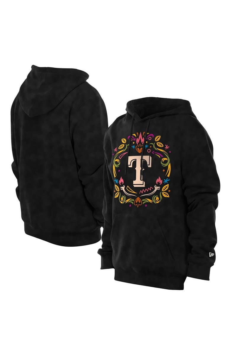 New Era Men's New Era Black Texas Rangers Día de los Muertos Brushed Fleece Hoodie, Main, color, Black