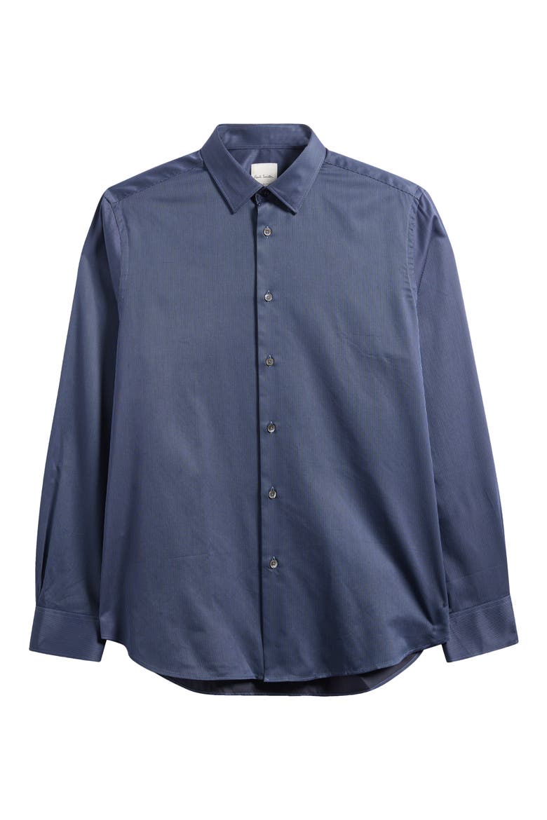 Tailored Fit Microstripe Dress Shirt, Main, color, BLUE