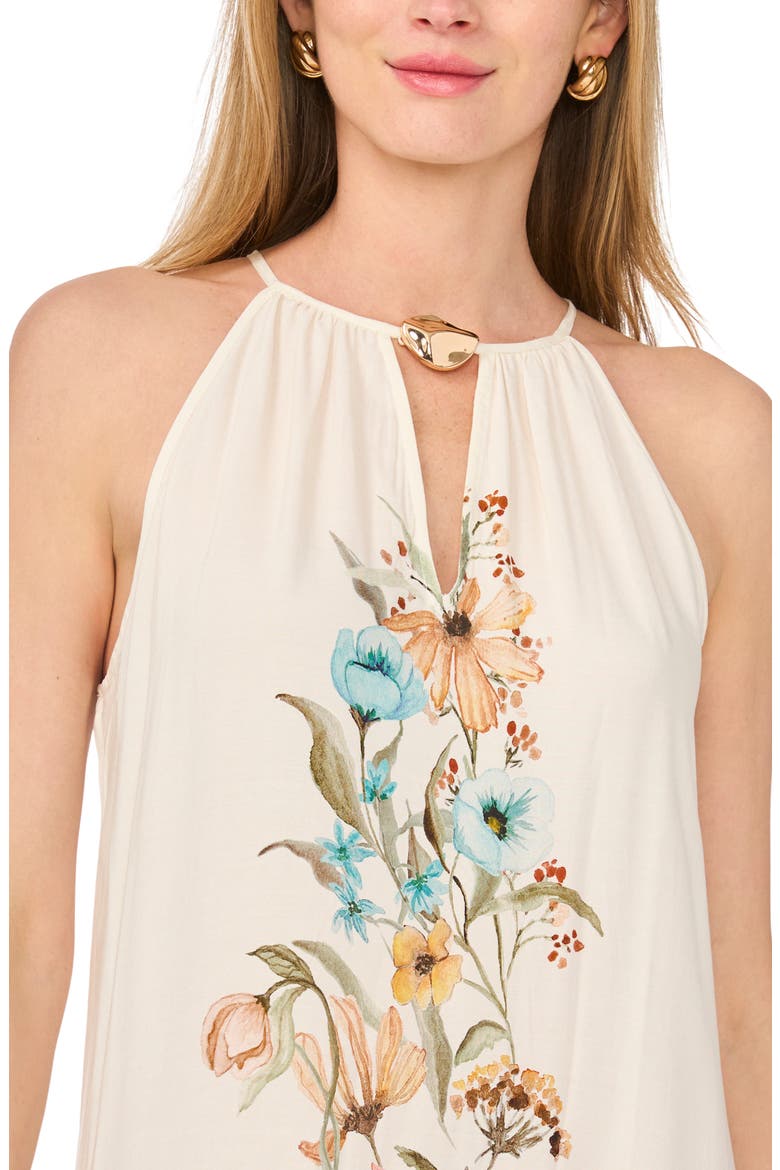 Floral Print Sleeveless Maxi Dress, Alternate, color, ANTIQUE WHITE