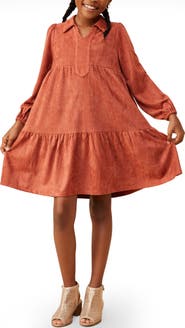 Hayden Girls Kids' Vegan Faux Suede Tiered Swing Dress