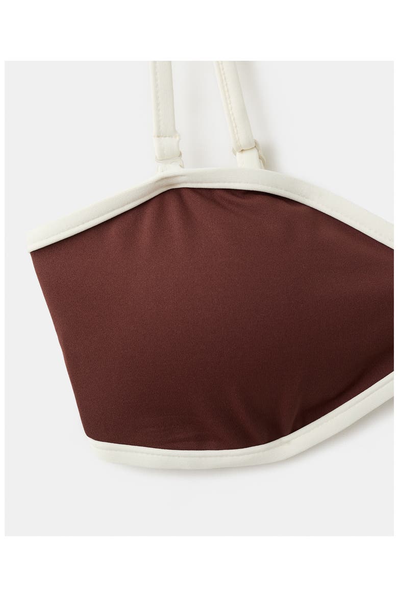 Contrast Binding Bikini Top, Alternate, color, BROWN