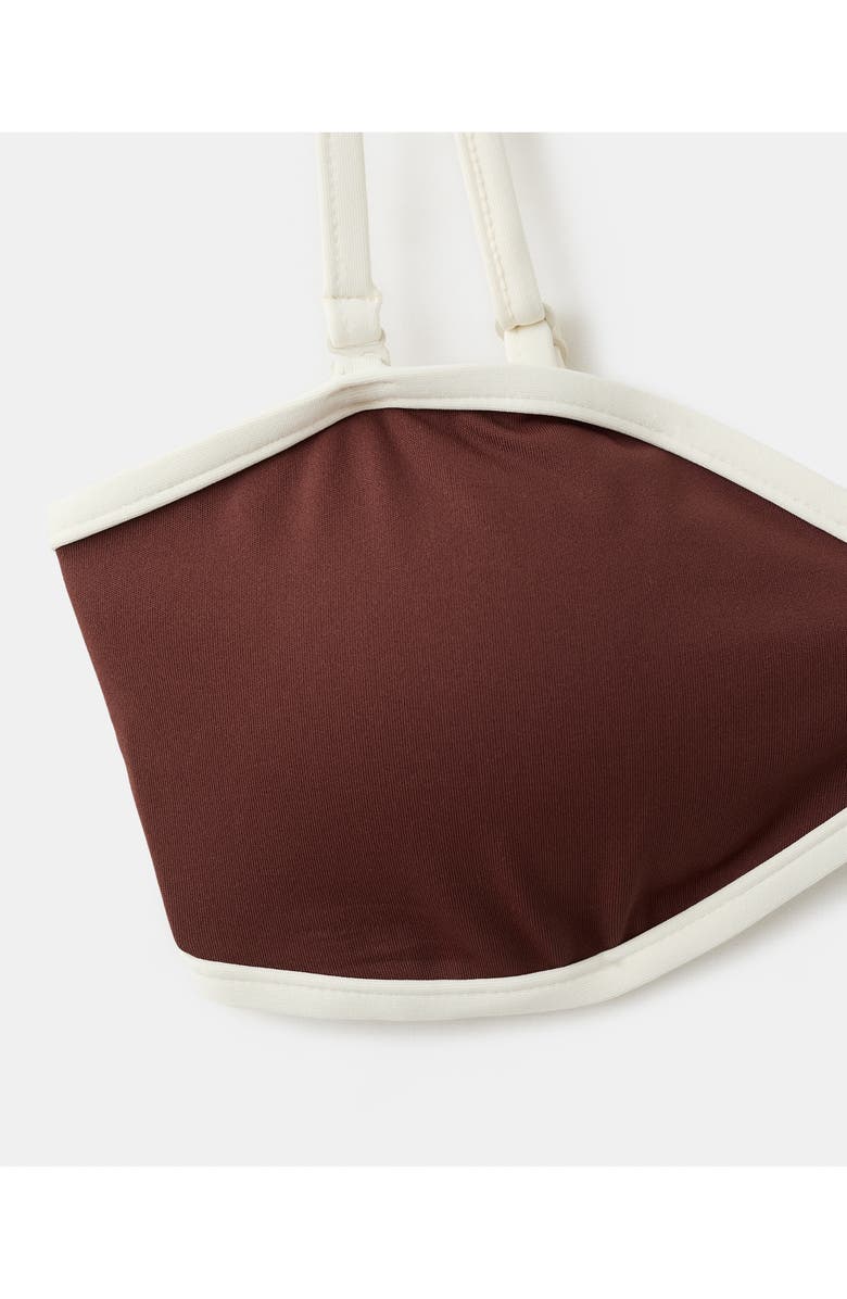 MANGO Contrast Binding Bikini Top, Alternate, color, Brown