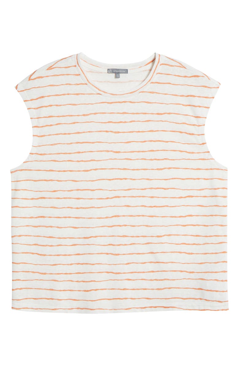 Wit & Wisdom Stripe Linen Blend T-Shirt, Alternate, color, Autumn Sunset/ Off White