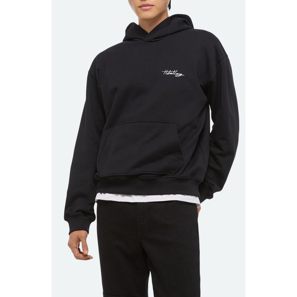 Helmut Lang Sketch Compact Cotton Graphic Hoodie In Black