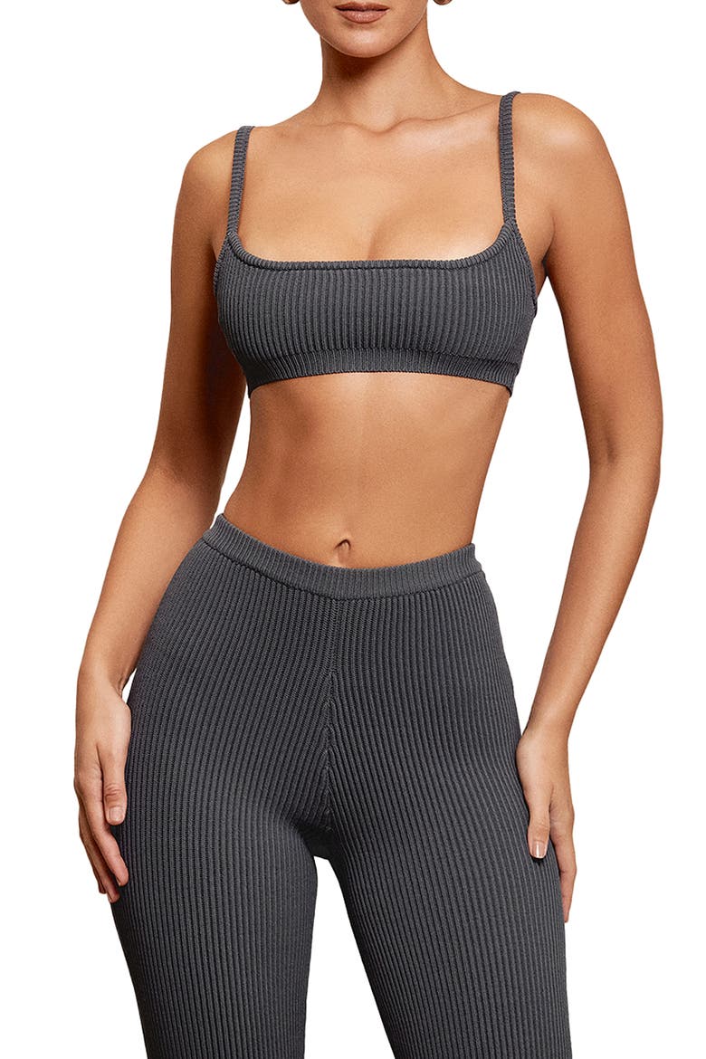 Mischa Rib Bralette, Main, color, DARK GREY