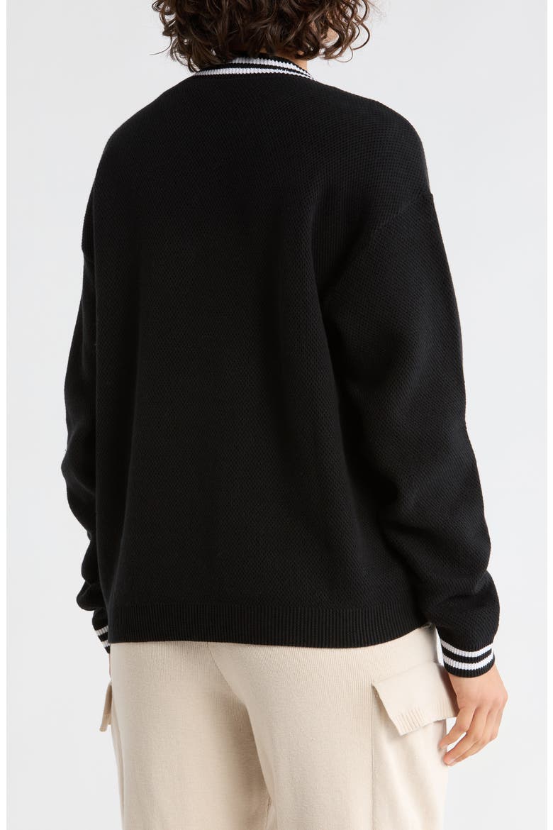 Fair Game Button Front Cotton Cardigan, Alternate, color, BLACK/ WHITE