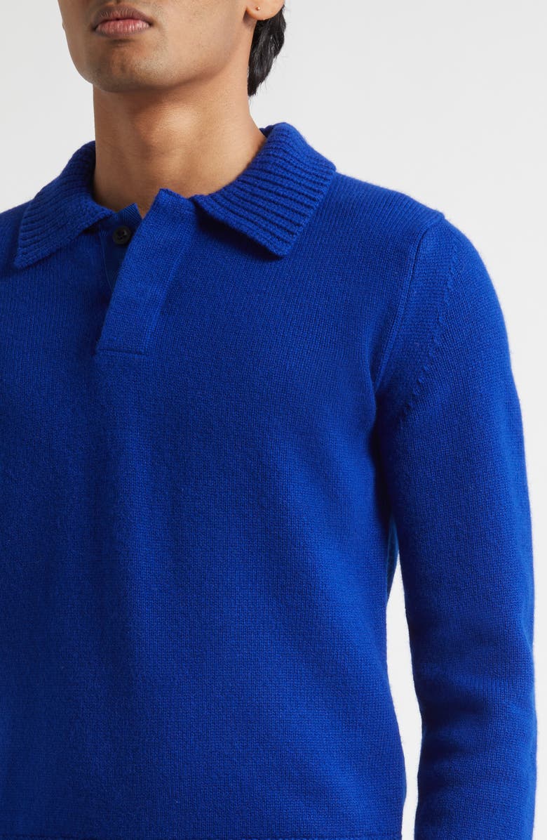 Sacai Light Blue Wool Polo Sweater, Alternate, color, Blue