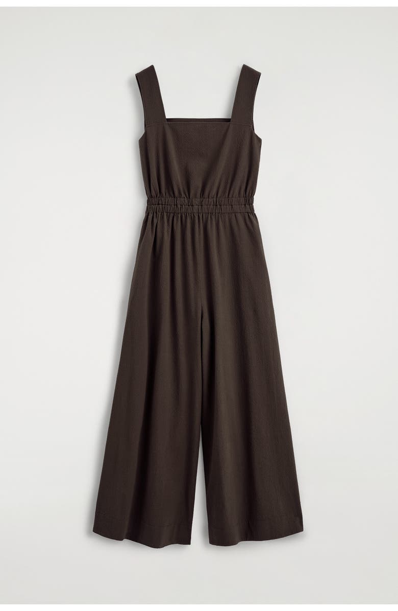 COS Open-back Seersucker Wide-leg Jumpsuit, Alternate, color, Brown