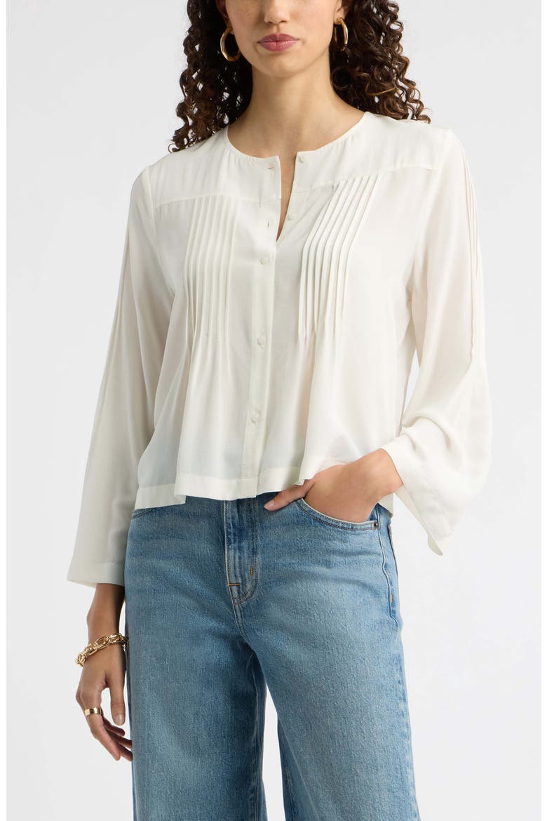 Pintuck Top, Main, color, IVORY PRISTINE