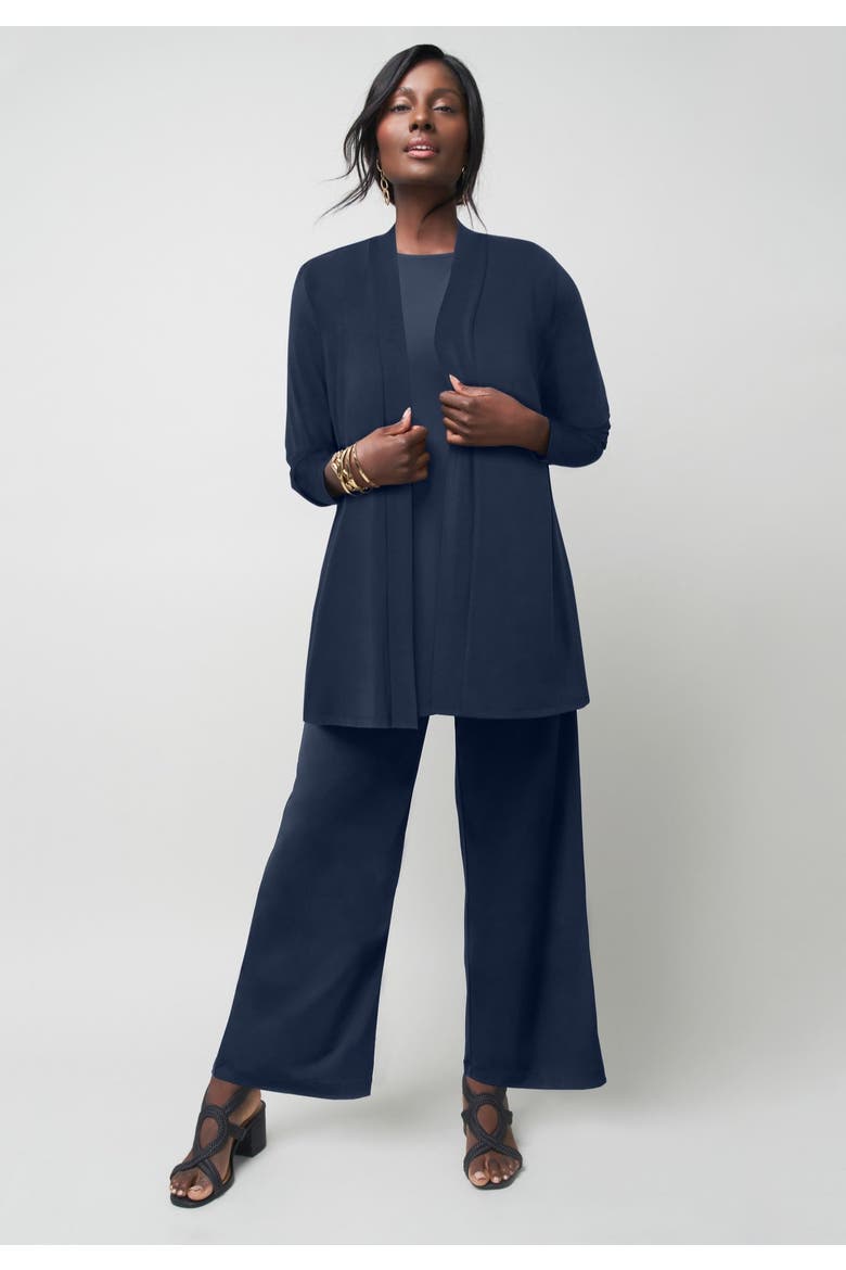 Stretch Knit Open Front Knit Topper, Alternate, color, NAVY