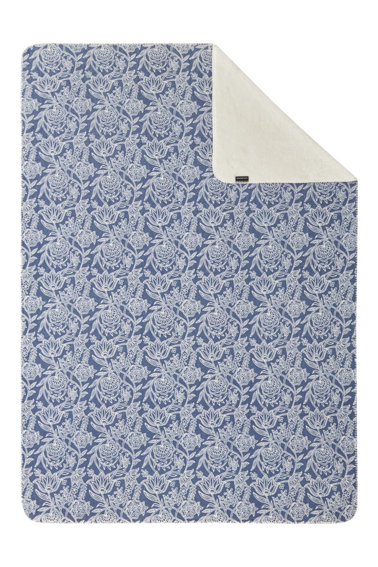 Reversible Throw Blanket, Alternate, color, VINTAGE INDIGO AVALON FLORAL