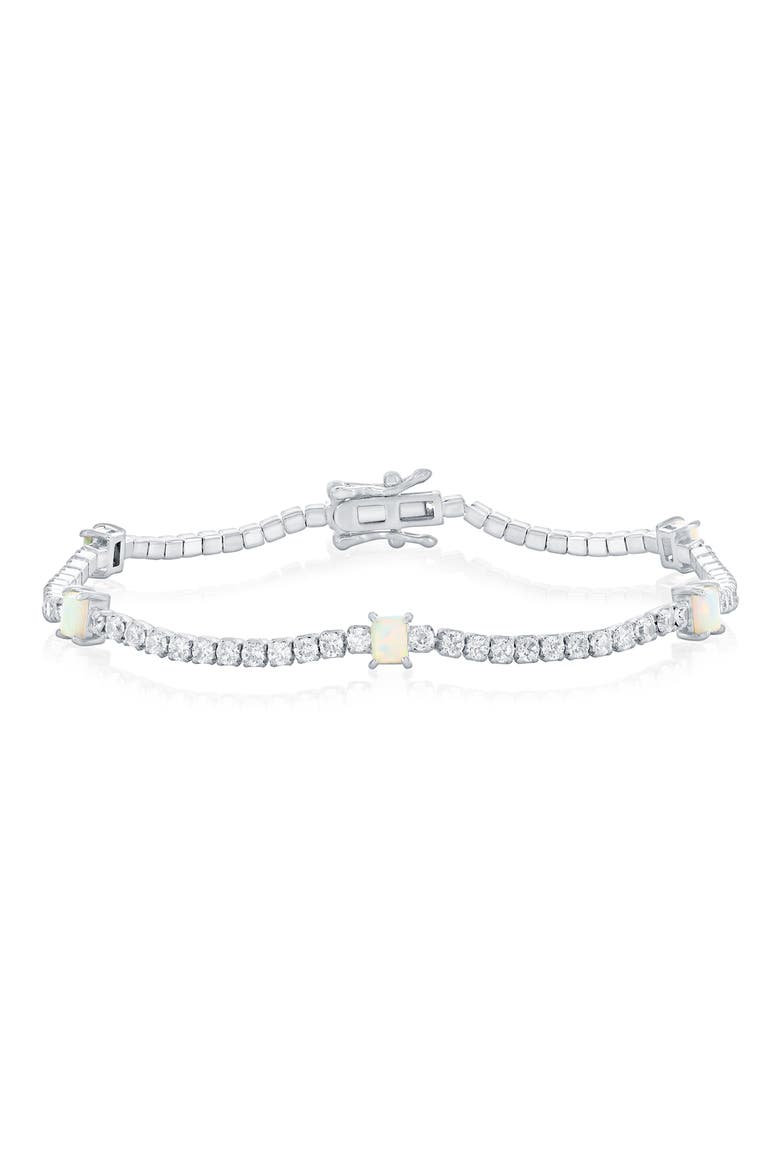 Opal & Cubic Zirconia Tennis Bracelet, Main, color, WHITE OPAL