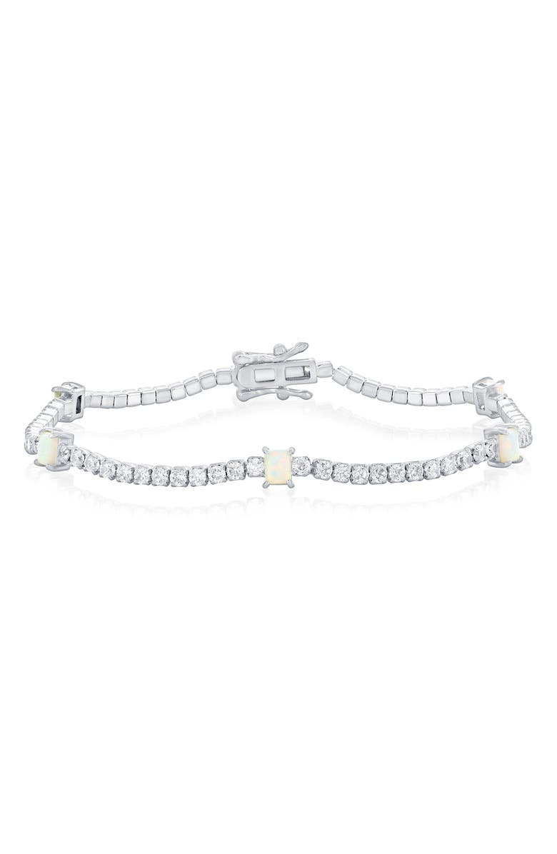 SIMONA Opal & Cubic Zirconia Tennis Bracelet, Main, color, White Opal