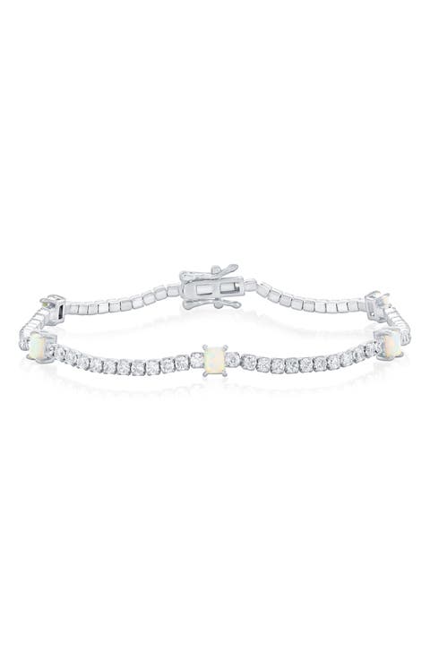 Opal & Cubic Zirconia Tennis Bracelet