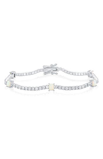 Simona Opal & Cubic Zirconia Tennis Bracelet In White
