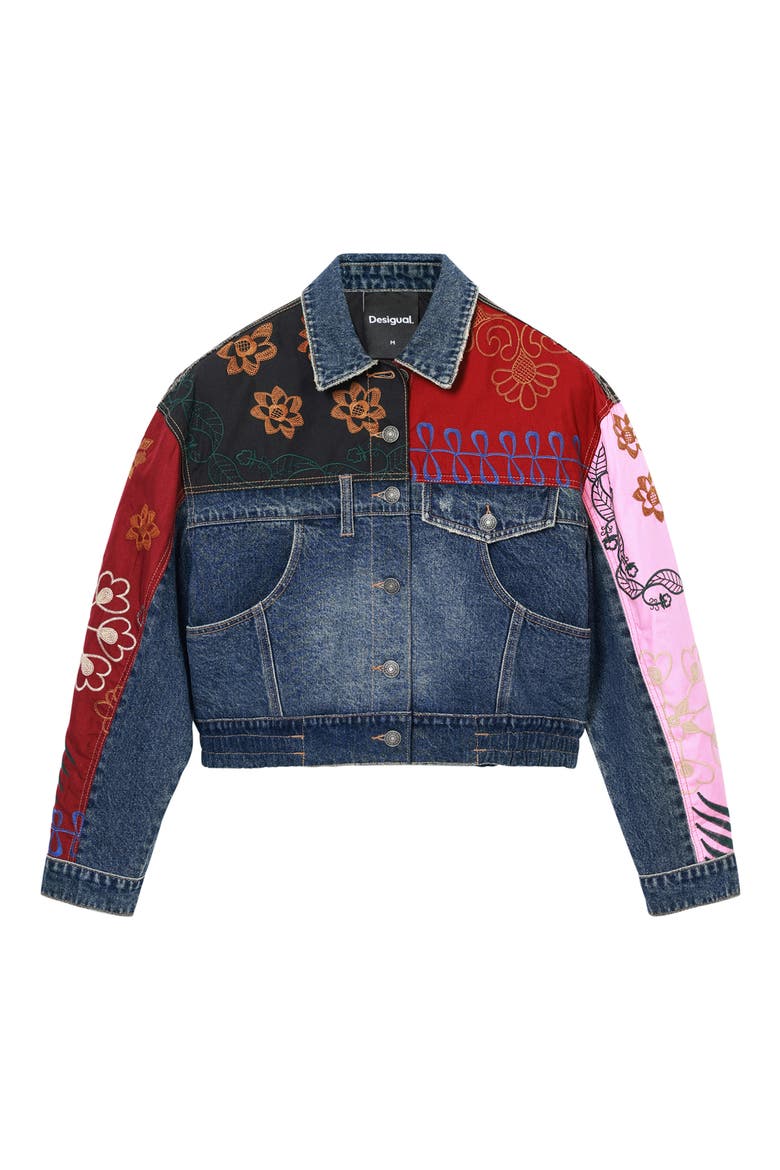Madrid Patchwork Denim Jacket, Alternate, color, BLUE