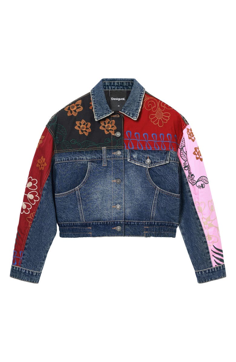 Desigual Madrid Patchwork Denim Jacket, Alternate, color,