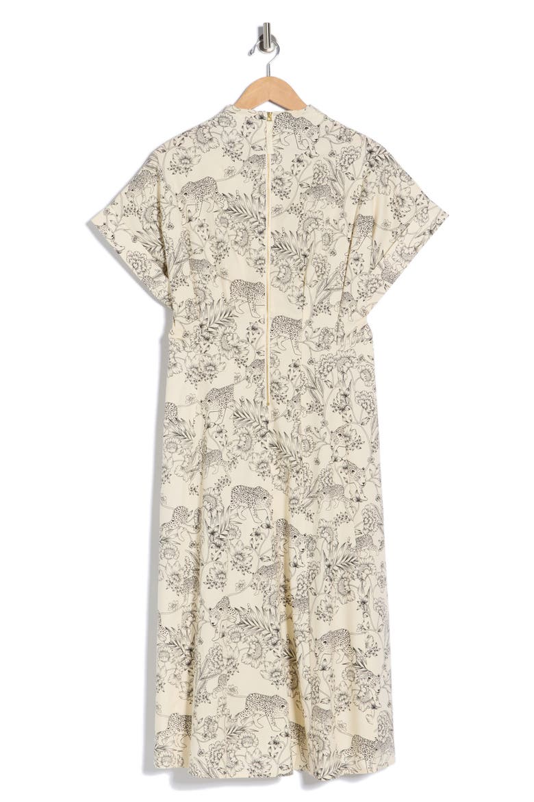 Safari Drop Shoulder Midi Dress, Alternate, color, CREAM/ BLACK