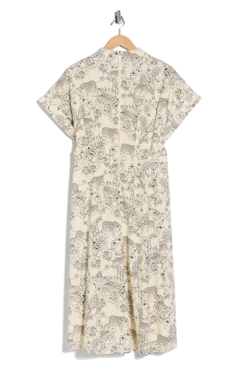 London Times Safari Drop Shoulder Midi Dress, Alternate, color, Cream/ Black