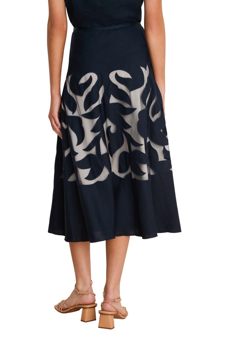 Antibes Linen Blend Cutout Skirt, Alternate, color, DARK INDIGO