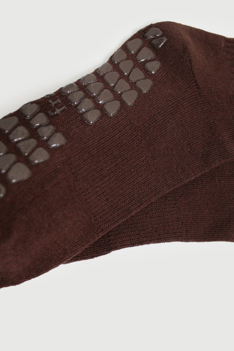 Espresso Classic Crew Grip Socks, Alternate, color, Espresso